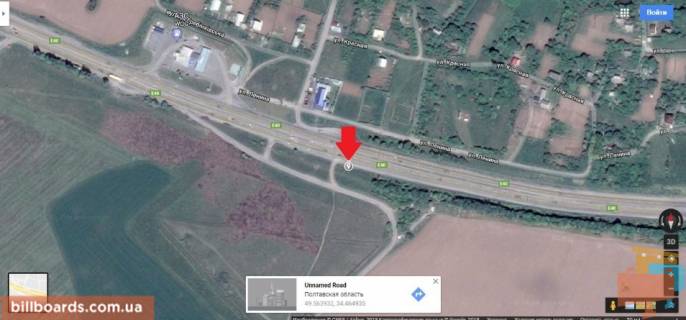 Билборд B в Полтаве трасса Киев- Харьков 500 м до гипермаркета Метро схема