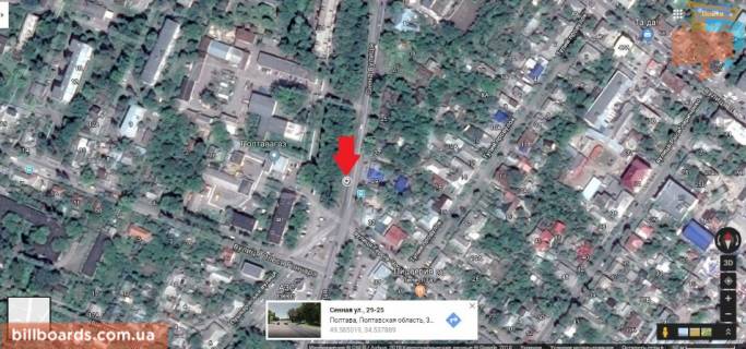 Білборд, Бігборд (Борд)  A у Полтаві г.Полтава.ул.Сенная 36.конструкція флажок.центральная частина міста в'їзд виїзд в центральний ринок схема