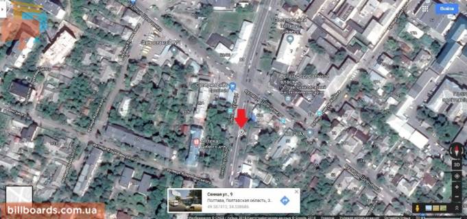 Билборд A в Полтаве вул. Сінна,11,дорога до центр.ринку, район ст. автостанції схема