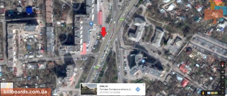 Билборд A в Полтаве г.Полтава ул.Европейськая, 66_А_призматрон,одна из основных развилок города,соединяет центр города со всеми микрорайонами. схема