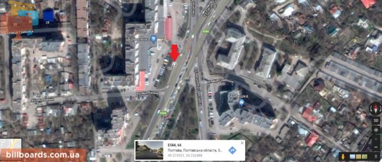 Билборд B в Полтаве г.Полтава Європейська вул. (Фрунзе), 66 Б призматрон,одна из основных развилок города,соединяет центр города со всеми микрорайонами. схема