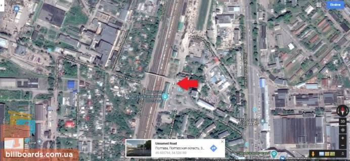 Билборд A в Полтаве г Полтава ул Кондратенка киевский вокзал Разворот троллейбусов и маршрутных такси множество магазинов и кафе верхний схема