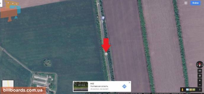 Билборд B в Полтаве траса Сумы-Полтава , въезд в Полтаву состороны Сум схема