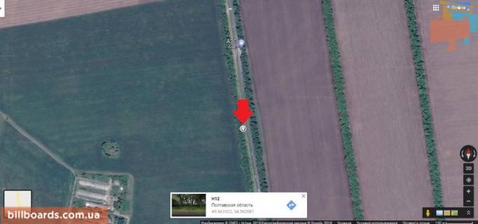 Билборд A в Полтаве траса Сумы-Полтава, въезд в Полтаву состороны Сум схема