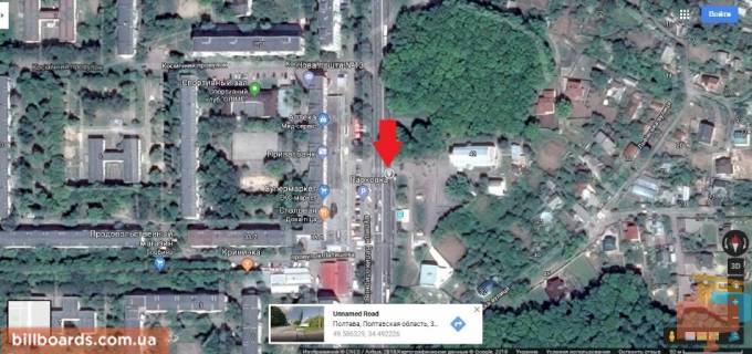 Билборд A в Полтаве г.Полтава вул. Великотирнівська, 42 (зуп. Латишева) схема