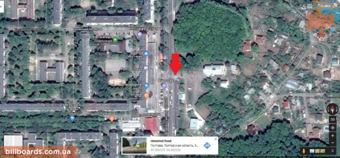 Билборд B в Полтаве г.Полтава вул. Великотирнівська, 42 (зуп. Латишева) схема