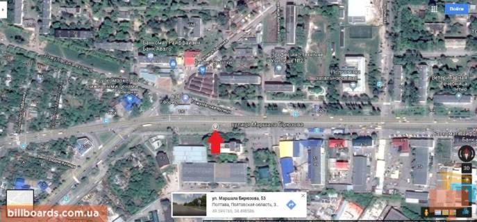Билборд A в Полтаве г.Полтава Решетилівська вул. (Маршала Бірюзова), напротив АЗС схема