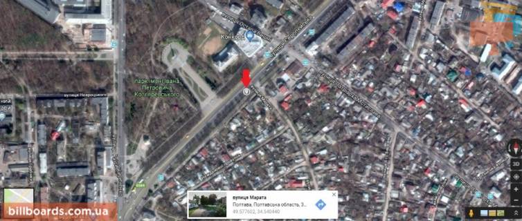 Билборд B в Полтаве г.Полтава ул.Европейская, 75 (возле школы №27) схема