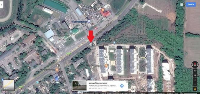 Билборд B в Полтаве, 3*6  м. Полтава  перехрестя Леоніда Каденюка вул. (Серьогіна) - Польська вул. (Комарова) .В`їзд в мікрорайон ЖК "Феміли Парк"та  ЖК "Садовий". схема