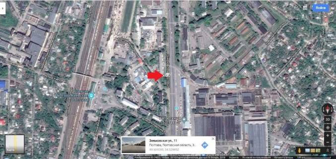 Билборд B в Полтаве, 3*6  м.Полтава вул. Зіньківська, 11 схема