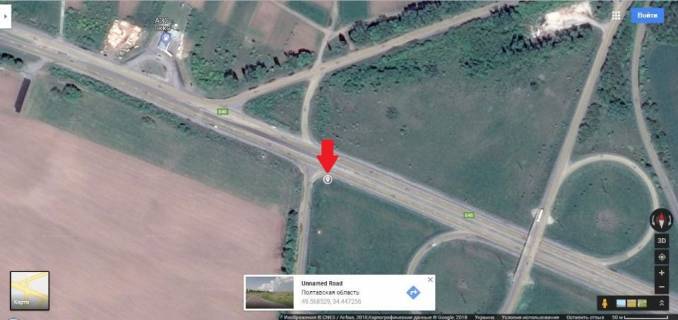 Билборд A в Полтавських трасах, 3*6  траса Київ- Харків в'їзд в Полтаву через мікрорайон Супрунівка схема