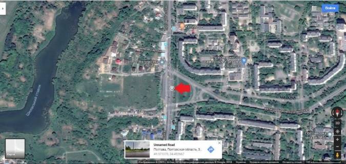 Billboard A in Poltava, 3*6  m.Poltava,perehresta vulici Velikotirnivskoi ta Geroiv Ukraini , povorot v  mikrorajoni Sady-1,2,3 ta  pramo  na Polovki. scheme