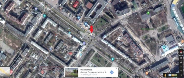 Призма A в Полтаве, 3*6  м.Полтава вул. Соборності (Жовтнева),50 біля кооперативного інституту , спортивного комплексу "Спартак ", стадіон "Ворскла",готель Київ. - 325885 схема