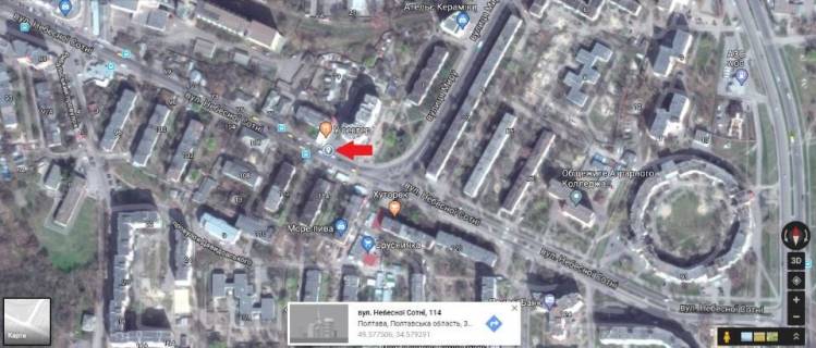 Билборд A в Полтаве, 3*6  м.Полтава вул. Небесної Сотні (Леніна), 79а (зуп. Оптика) схема