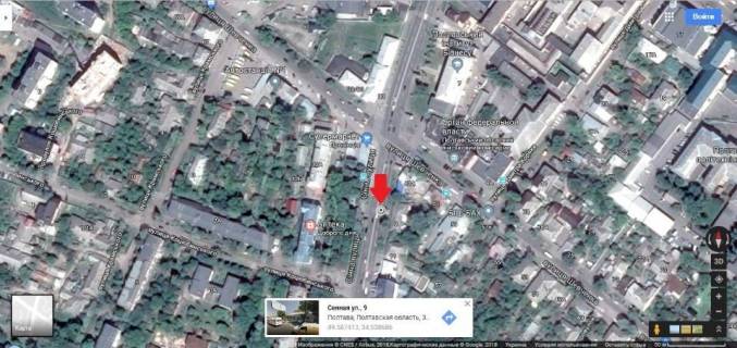 Билборд B в Полтаве, 3*6  м.Полтава,вул.Сенна,11,дорога до центр.ринку,район  автостанції пригородніх автобусів,поблизу обл. воєнкомат схема