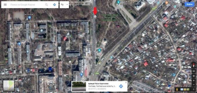 Билборд A в Полтаве, 3*6  м.Полтава вул. Р.Кіріченко,  №80/1 (Сінна) схема