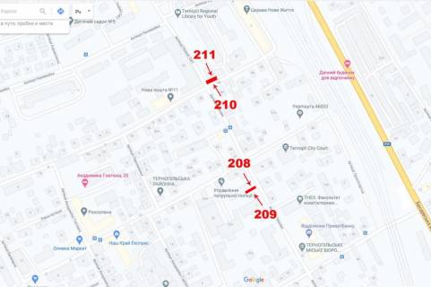 Ситилайт A в Тернополе Олени Теліги вул. (Чехова) Новий Світ схема