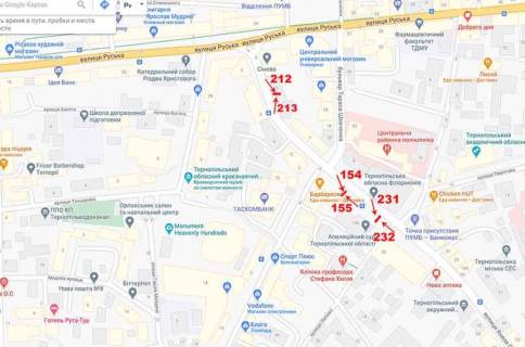 Ситилайт A в Тернополе вул.Острозького (Філармонія, госп.суд) схема