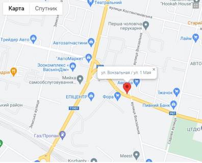 Билборд B в Прилуках, 6x3  Прилуки, ул. Вокзальная / ул. 1 Мая схема