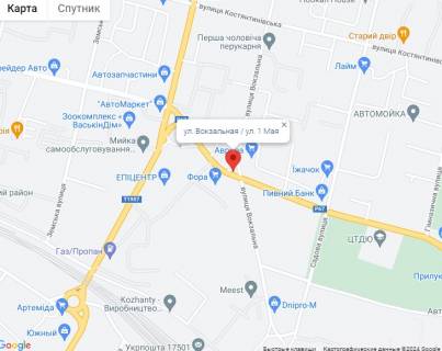 Билборд A в Прилуках, 6x3  Прилуки, ул. Вокзальная / ул. 1 Мая схема