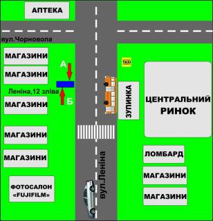 Ситилайт B в Бердичеве, 1,2х1,8  Ситилайт (2,16 м.кв.) Житомирская, 12 слева схема