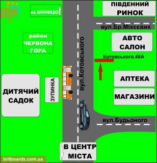 Билборд A в Бердичеве Одеська, 48 (Красн.гора) схема