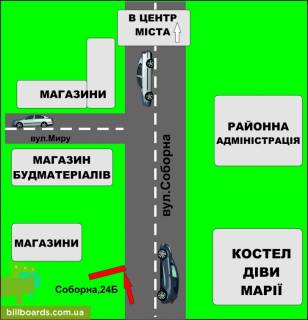 Билборд B в Бердичеве пл.Соборна, 24 (Крепость из Хмельн) схема