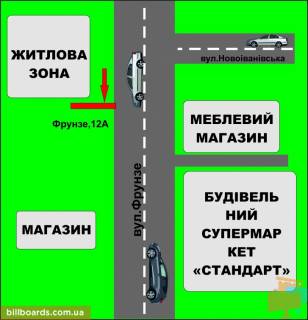 Билборд A в Бердичеве Данилівська, 12 (Строительн маг) схема