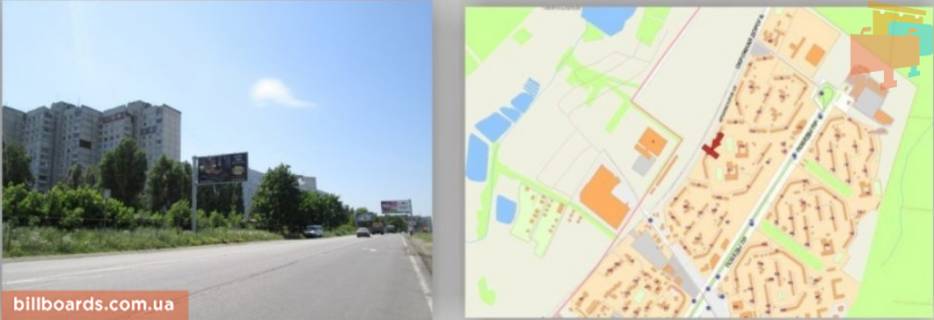 Билборд B в Харькове Окружная дорога + Архитекторов ул., 24 №1 схема