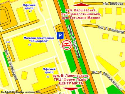 Скроллер A в Львове пр. Чорновола, 65  (біля Єльдорадо ), розмір 2,3 х 3,2 м скролл - 176623 схема