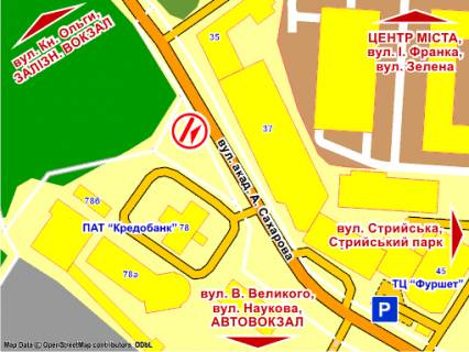 Скроллер B в Львове вул. Сахарова (парна сторона, навпроти буд. 37), розмір 2,3 х 3,2 м, скролл - 193158 схема