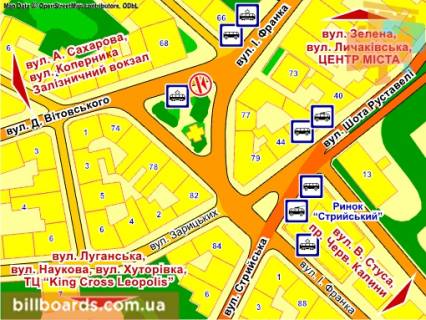 Ситилайт B в Львове пл. Франка (острівець), місце 1 схема
