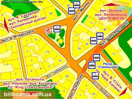 Ситилайт A в Львове пл. Франка (острівець), місце 2 схема