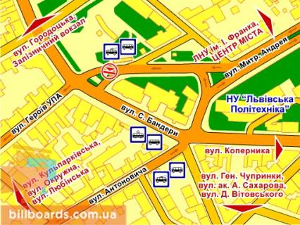 Ситилайт A в Львове пер. вул. Невського – Бандери, місце 2 схема