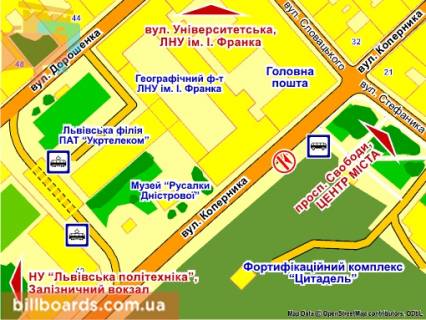 Ситилайт B в Львове вул. Коперника (зупинка), місце 1 схема