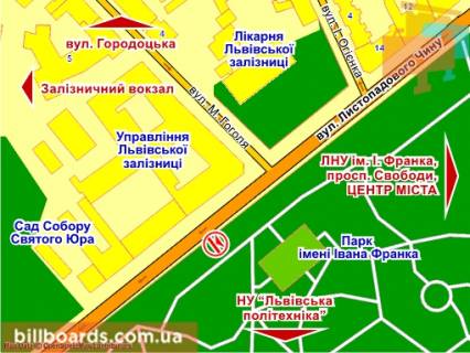 Ситилайт B в Львове вул. Листопадового Чину (біля парку ім. Івана Франка), місце 6 схема