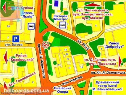 Ситилайт A в Львове пр. Чорновола, 2 (навпроти готелю "Львів"), місце 5 схема