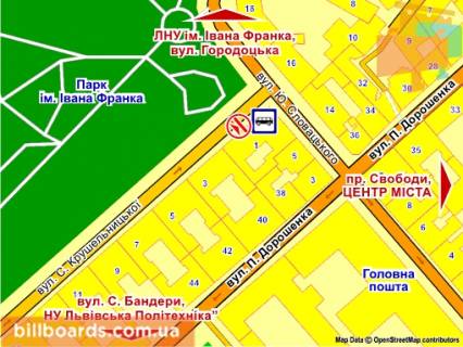 Ситилайт A в Львове вул. Крушельницької, 1, місце 1 схема