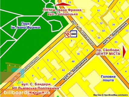 Ситилайт B в Львове вул. Крушельницької, 1, місце 1 схема
