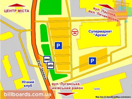 Ситилайт A в Львове вул. Зелена (супермаркет "Арсен"), місце 2 схема