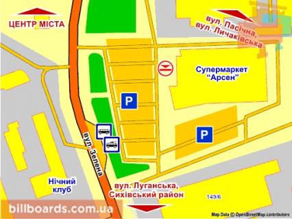 Ситилайт B в Львове вул. Зелена (супермаркет "Арсен"), місце 2 схема