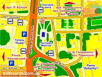 Ситилайт B в Львове пр. Чорновола – вул. Кн. М. Удатного схема