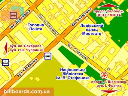 Citylight B in Lviv st. Stefanika (navproti bud. 13), misce 3 scheme