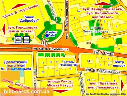 Ситилайт B в Львове пл. Я. Осмомисла (біля трамвайної зупинки) схема