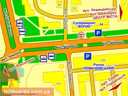 Ситилайт B в Львове вул. Широка, 64 (біля супермаркету "Вопак") місце 2 схема