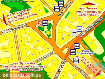 Ситилайт B в Львове пл. Франка (острівець), місце 2 схема