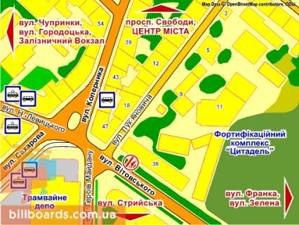 Ситилайт A в Львове вул. Вітовського, 38, місце 1 схема