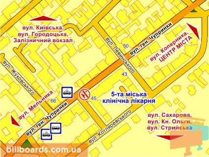 Ситилайт A в Львове вул. Чупринки. 45 схема