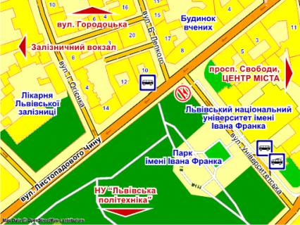Билборд B в Львове пер. вул. Листопадового Чину – Університетської схема
