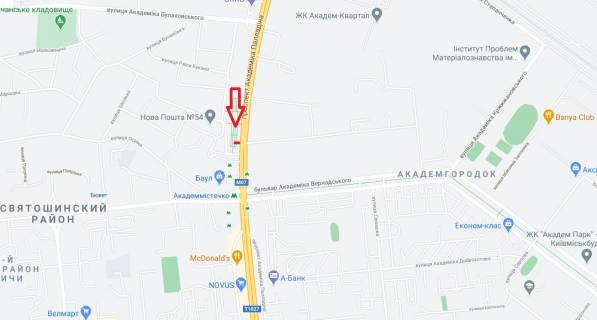Билборд B в Киеве, 6х3  просп. Академіка Палладіна, 34 (навпроти) схема